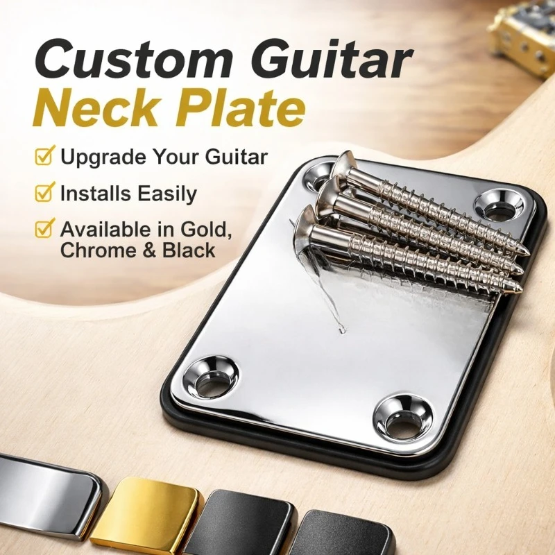 Custom Guitar Neck Plate With Most Popular Type Gold Chrome Black Available