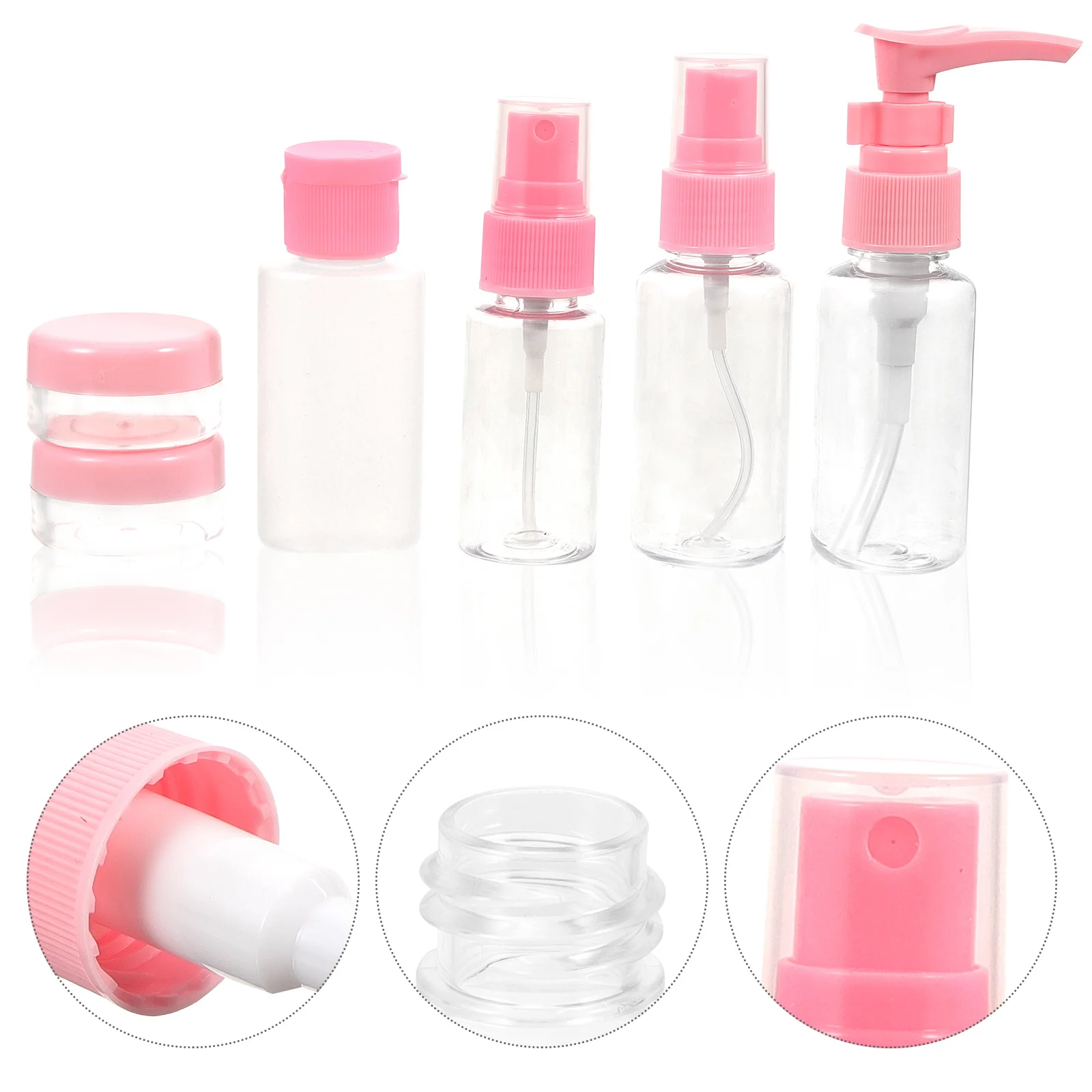 10개입 공간 절약 여행용 메이크업 병 세트 휴대용 용기 샴푸 로션 누드 핑크 여행용 메이크업 병