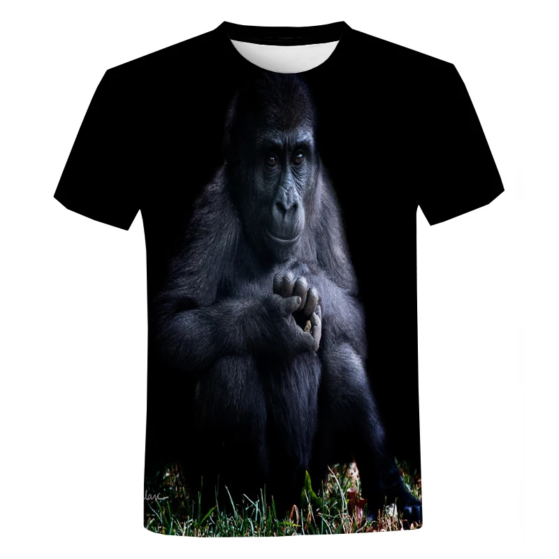 Summer Male And Female Animal Orangutan Pattern 3d Printed O Collar Short Sleeve T-Shirt Funny And Interesting Plus Size Top