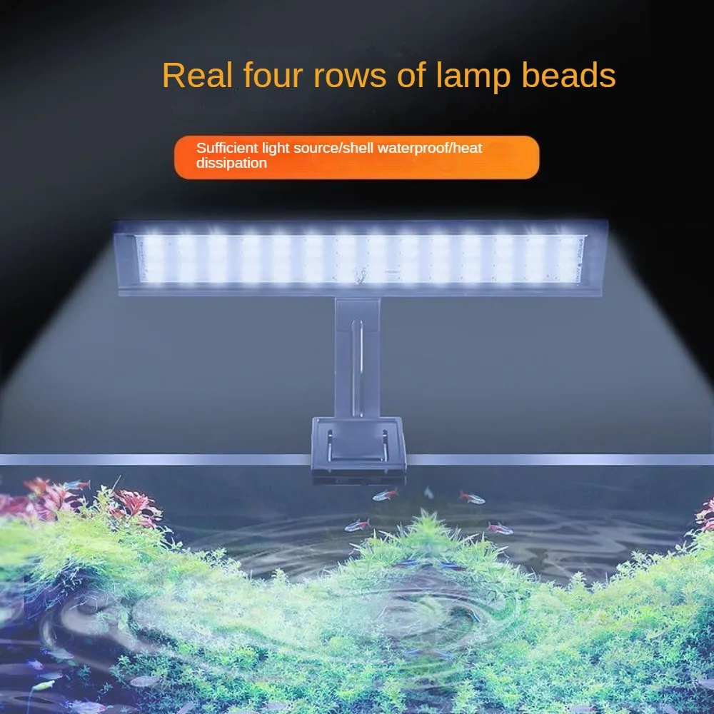 LED Fish Tank Light Waterproof Aquarium Light Fixture, Full Spectrum, 3 Switchable LED Color Modes, 10-55cm For Freshwater Plant