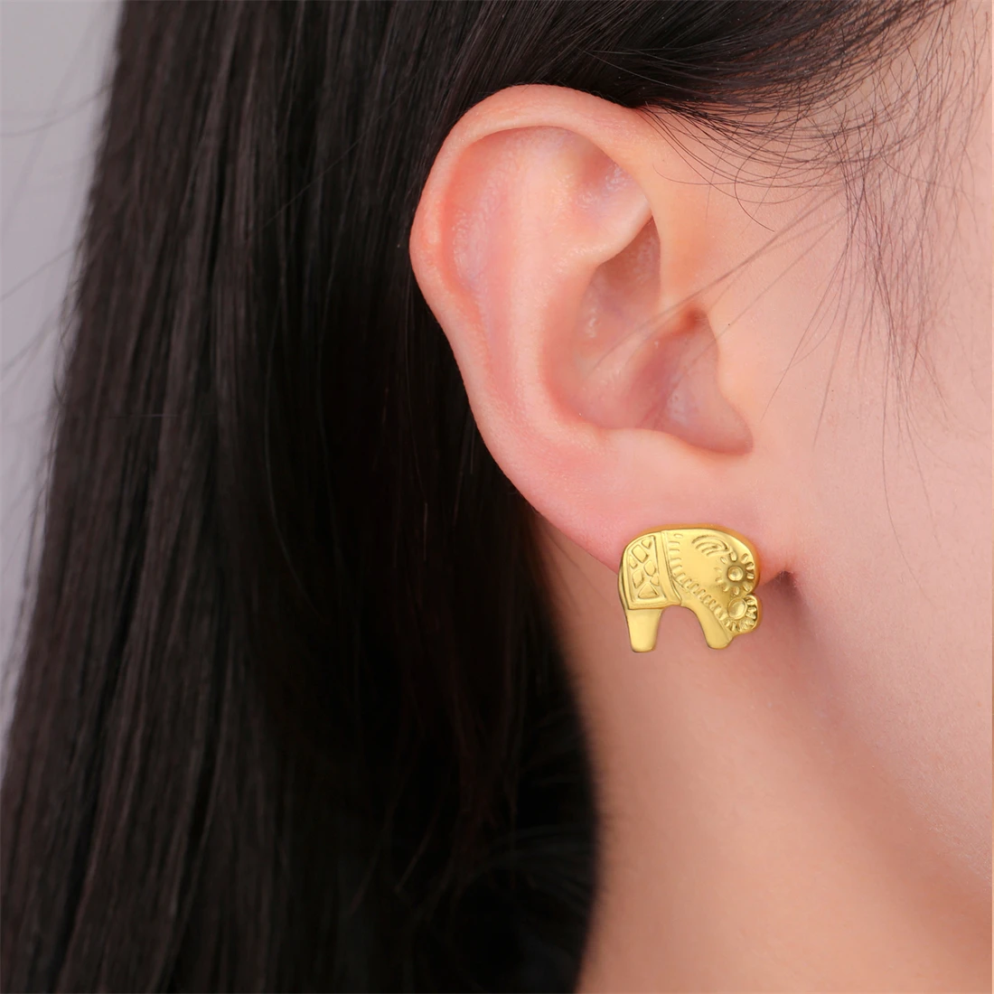 Eueavan Minimalistische Tier-Ohrstecker aus Edelstahl, afrikanische Elefanten-Ohrringe für Frauen und Mädchen, böhmischer Schmuck, Geschenk, Großhandel – Detail 11