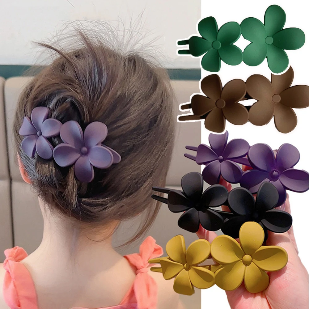 Korea Grote Frosted Bloem Haarspelden Grote Maat Haar Klauwen Dubbele Bloem Paardenstaart Acryl Eendenbek Clip Haaraccessoires Haar Clip