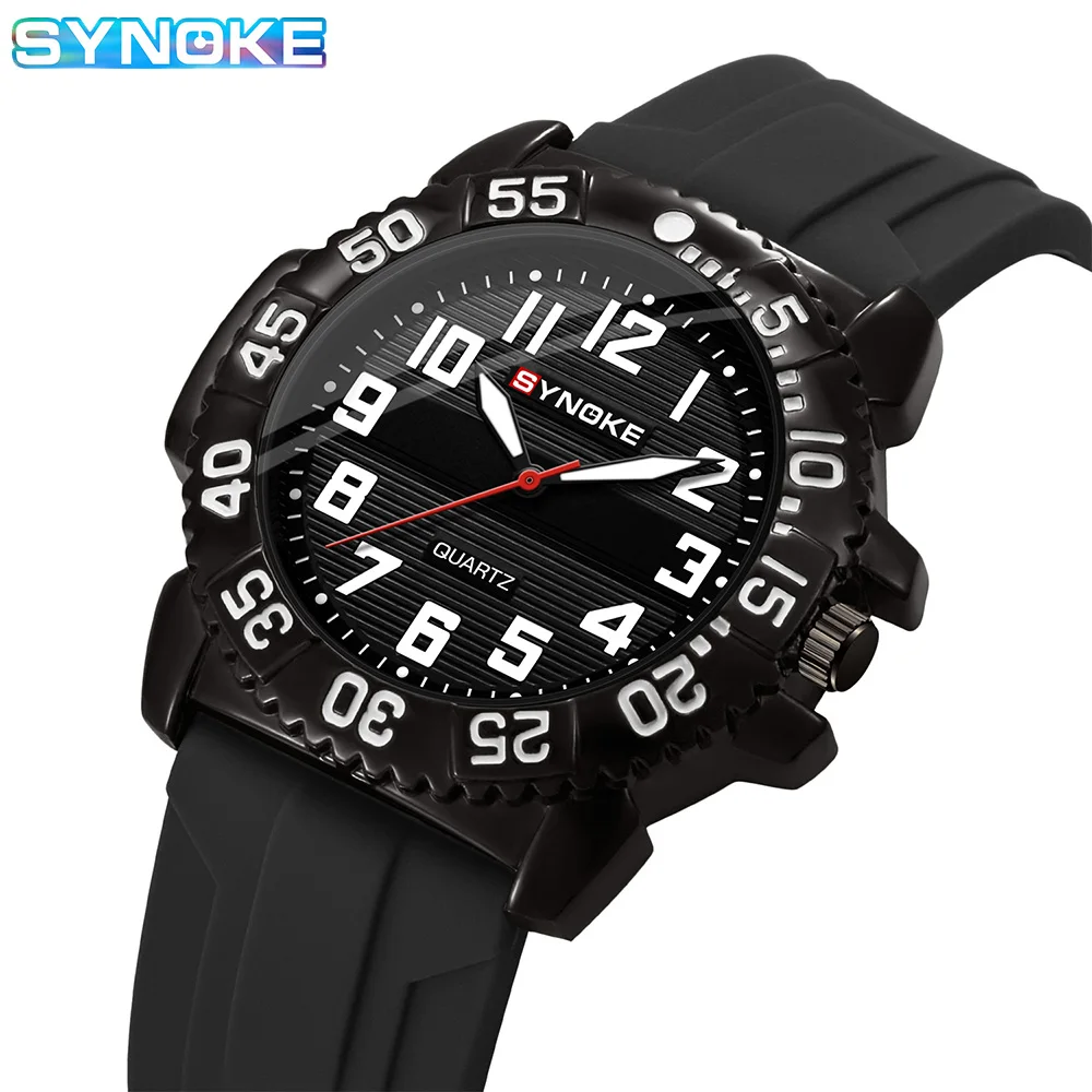 SYNOKE Men Quartz Watch Style Fashion Sport Business Silicone Retro Watch For Men Watch Student Wristwatch Sports Non Mechanical