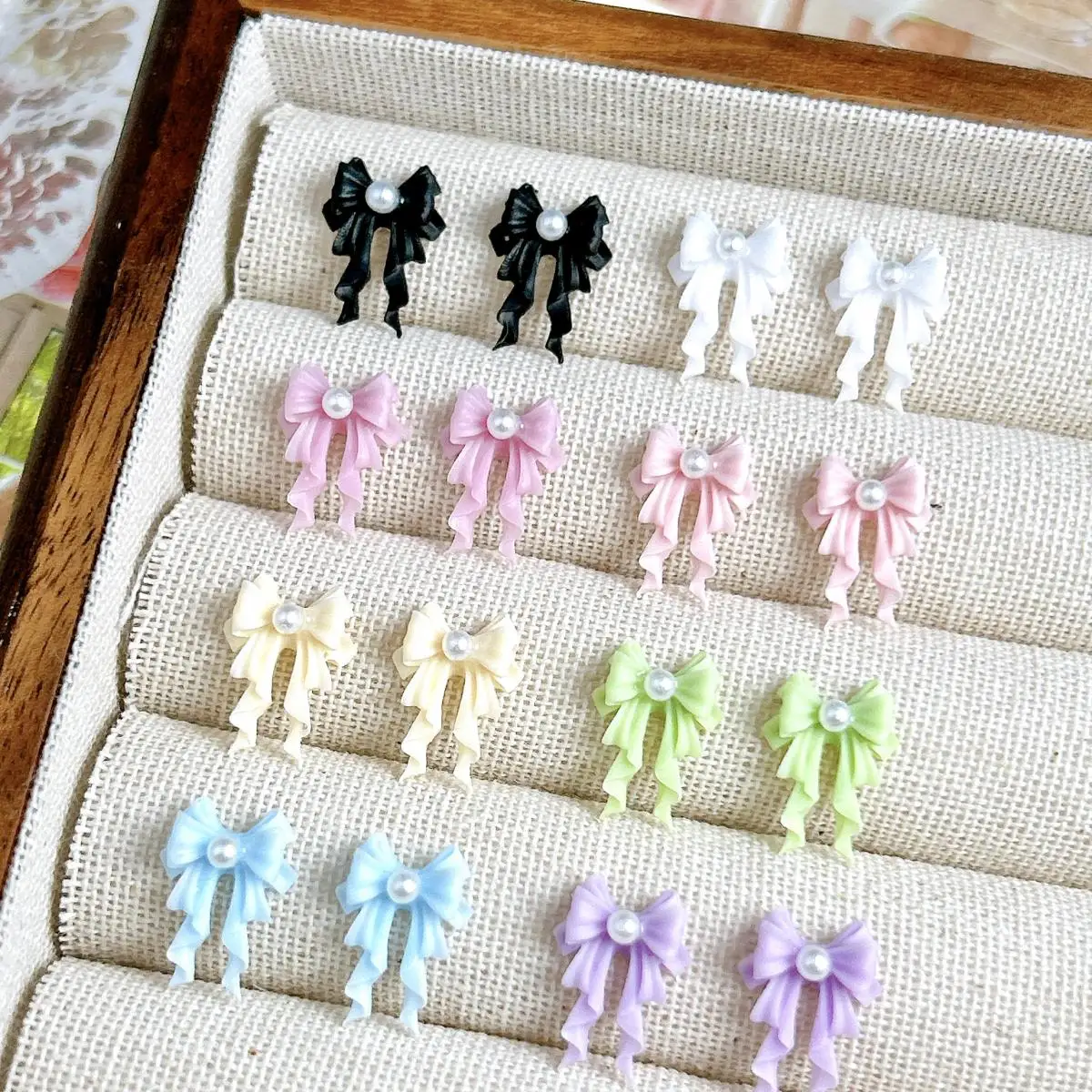 3D Hars Zoet Strik Ingelegd Gesimuleerde Parel Nagel Charmes Golf Boog Nail Art Decoratie Accessoires Benodigdheden Voor DIY Ambachten