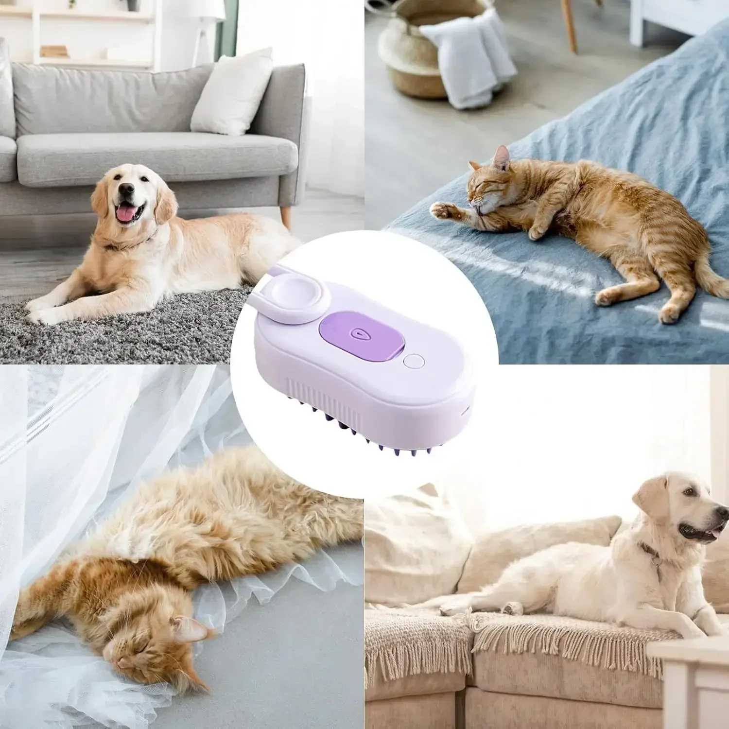 Cat Steam Brush Electric Spray Cat Hair Brush 3 in 1 Dog Steam Brush for Massage Pet Grooming  Pet Hair Remover  Pet Accessories