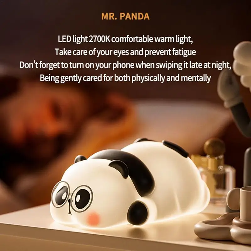 Bedside Tabletop Lamps LED Panda Atmosphere Lamp USB Charging Bedroom Night Light Ambient Night Light For Kid Room Desktop