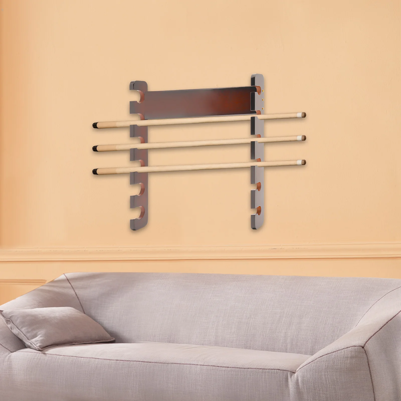 6 Sticks Pool Cue Rack Wall Mounted, for Play Room, Long Canes and Walking Sticks (Color : Brown)