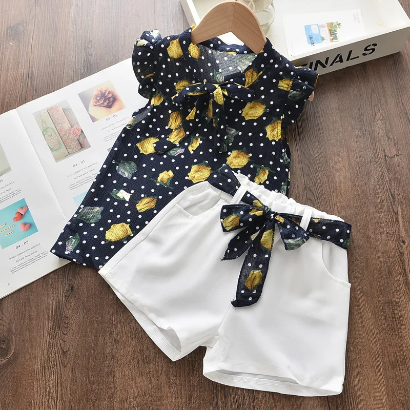 Summer Toddler Girl Clothing Set Kids Tracksuit Flower Sleeveless Vest+Shorts 2pcs Baby Clothes Suit Infant