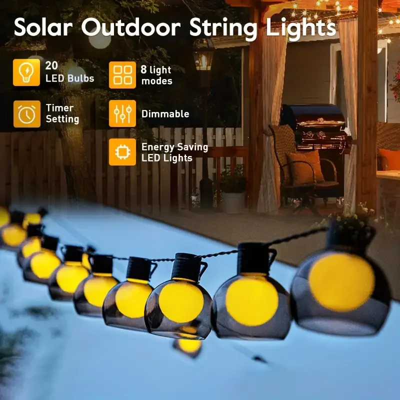 Solar Highlight Globus Lichterketten Outdoor bruchs ichere Glühbirnen für Garten Urlaub Dekoration wasserdichte Camping Lichter 731