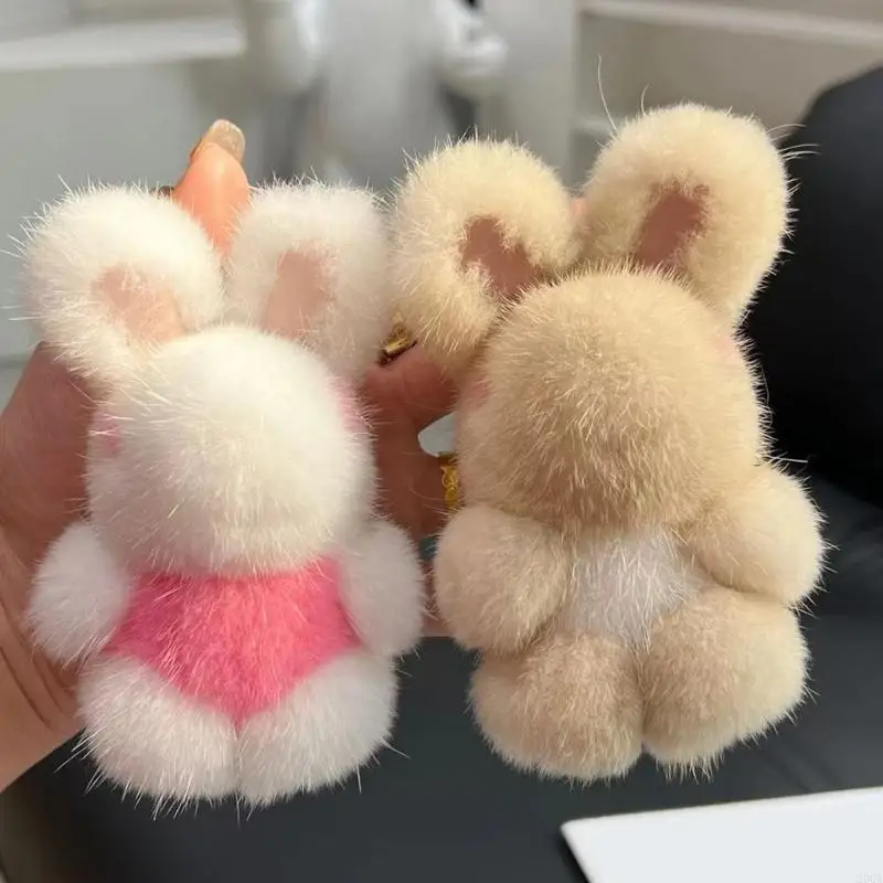 أفخم فرو المنك أرنب حلقة رئيسية رائعتين Bunnys حقيبة سلسلة مفاتيح حلية للأطفال أنيق الأطفال على ظهره الديكور 20CA