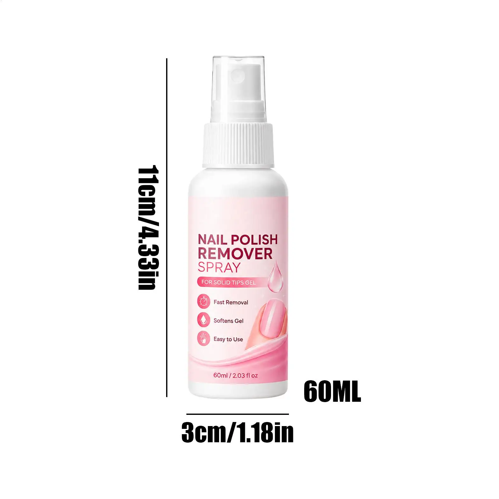 60ml Nail Remover Spray For Press On Nails False Nail Tips  Type UV Soak Off SolidAdhesive Fake Nail Removing Nails Art - view 6