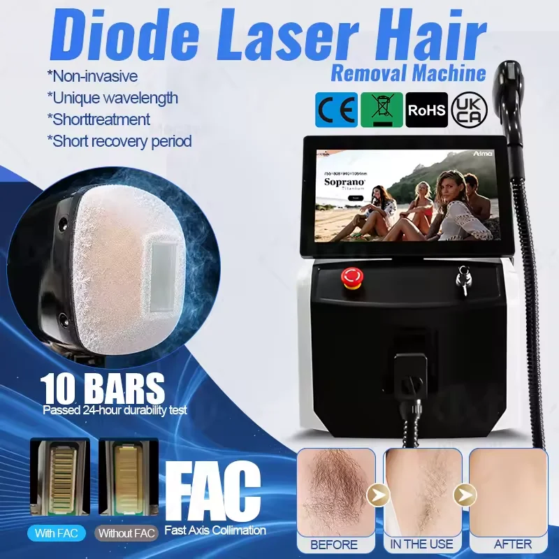 Professional 5000W Diode Laser Hair Removal Machine 6 Wavelengths FAC Fast Axis Collimation Freezing Point Painless Permanent