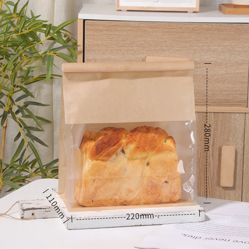 10pcs Toast กระเป๋าบรรจุภัณฑ์ถุงปิดผนึกด้วยตนเองถุงขนมปังลวดรีดขอบเบเกอรี่โปร่งใสบิสกิตเค้กกระเป๋าปิดผนึกชา
