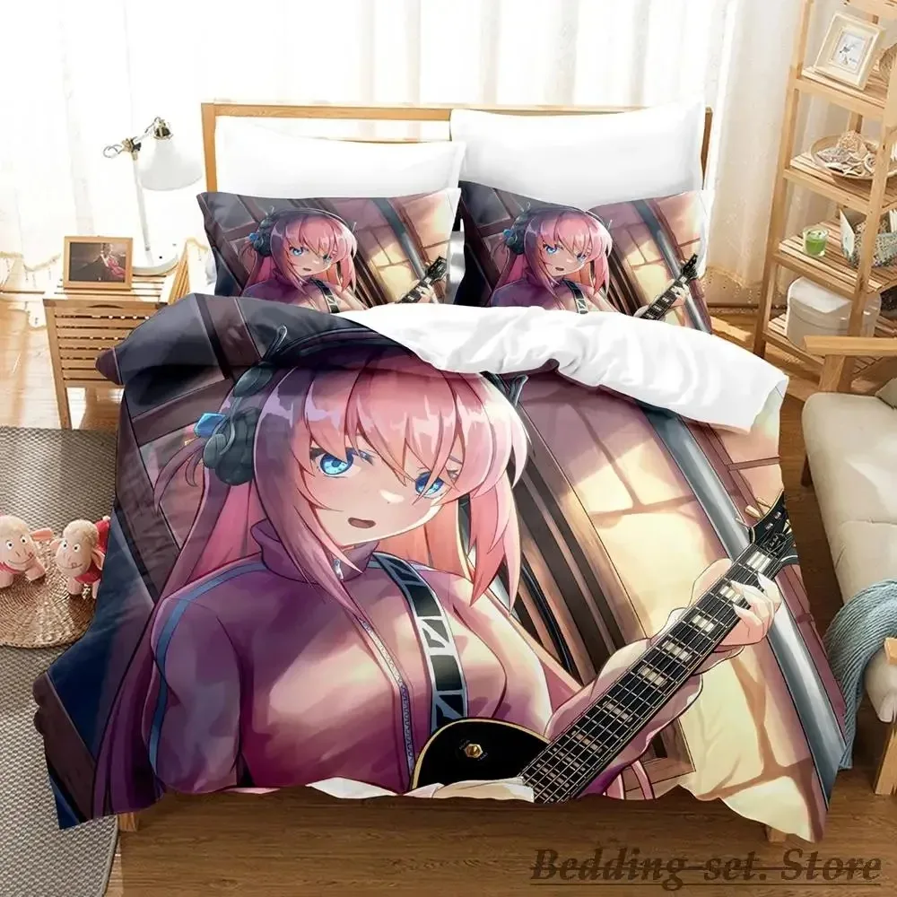 2023 Gotou Hitori Bedding Set Single Twin Full Queen King Size Bed Set Adult Kid Bedroom Duvetcover Sets Anime parure de lit Bed