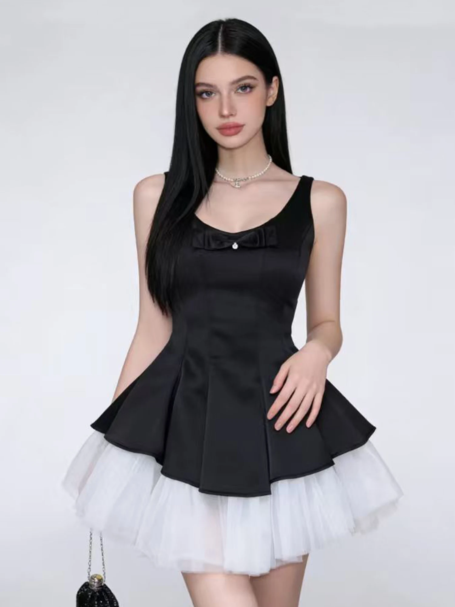 

Женское черное готическое эмо-платье А-силуэта для вечеринок, винтажное мини-платье принцессы в стиле Y2K, балетное платье-комбинация на лето