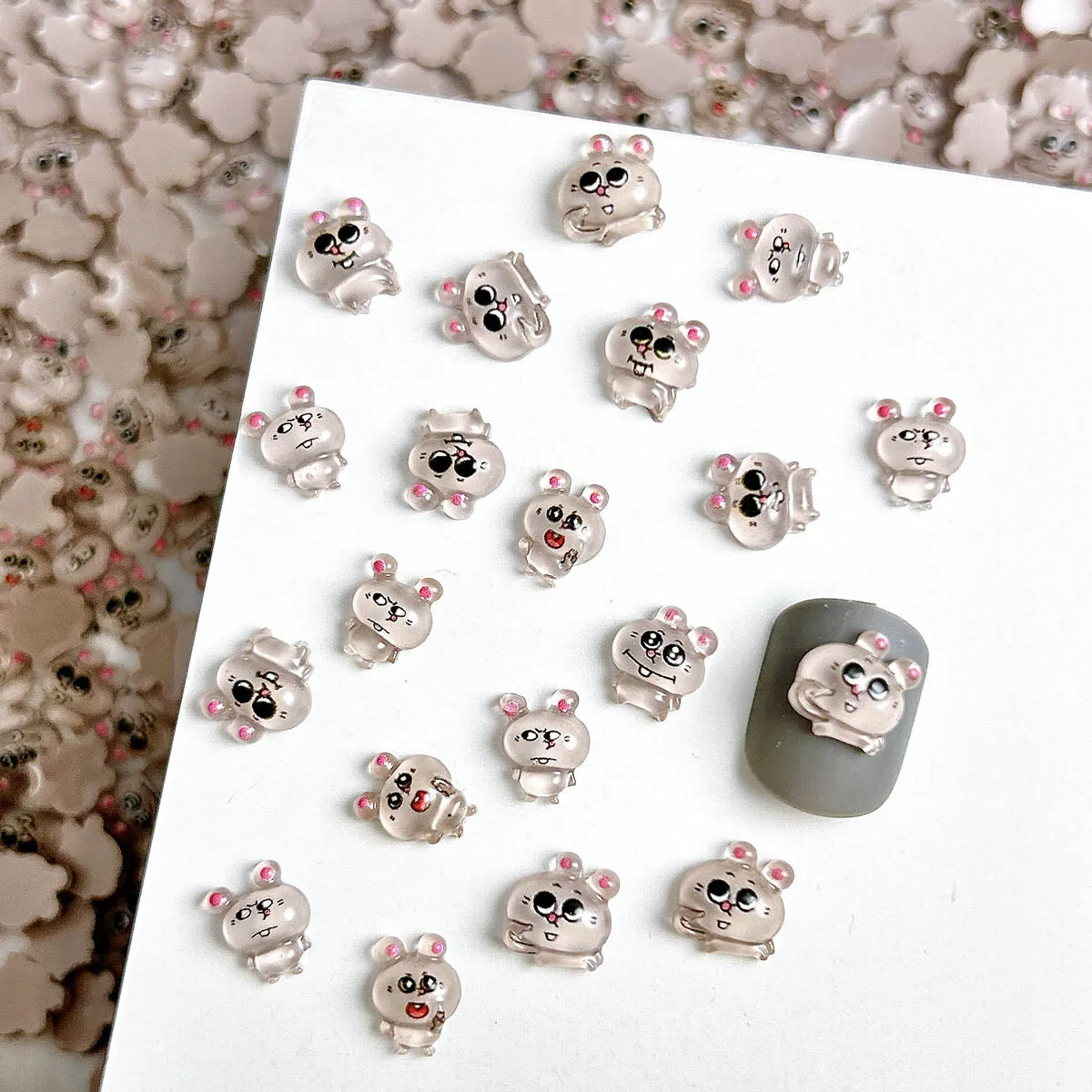 عشوائي مختلط لطيف الكرتون ليتل رمادي ماوس مسمار السحر Kawaii 3D الراتنج ماوس مسمار الفن زينة مانيكير DIY بها بنفسك الملحقات