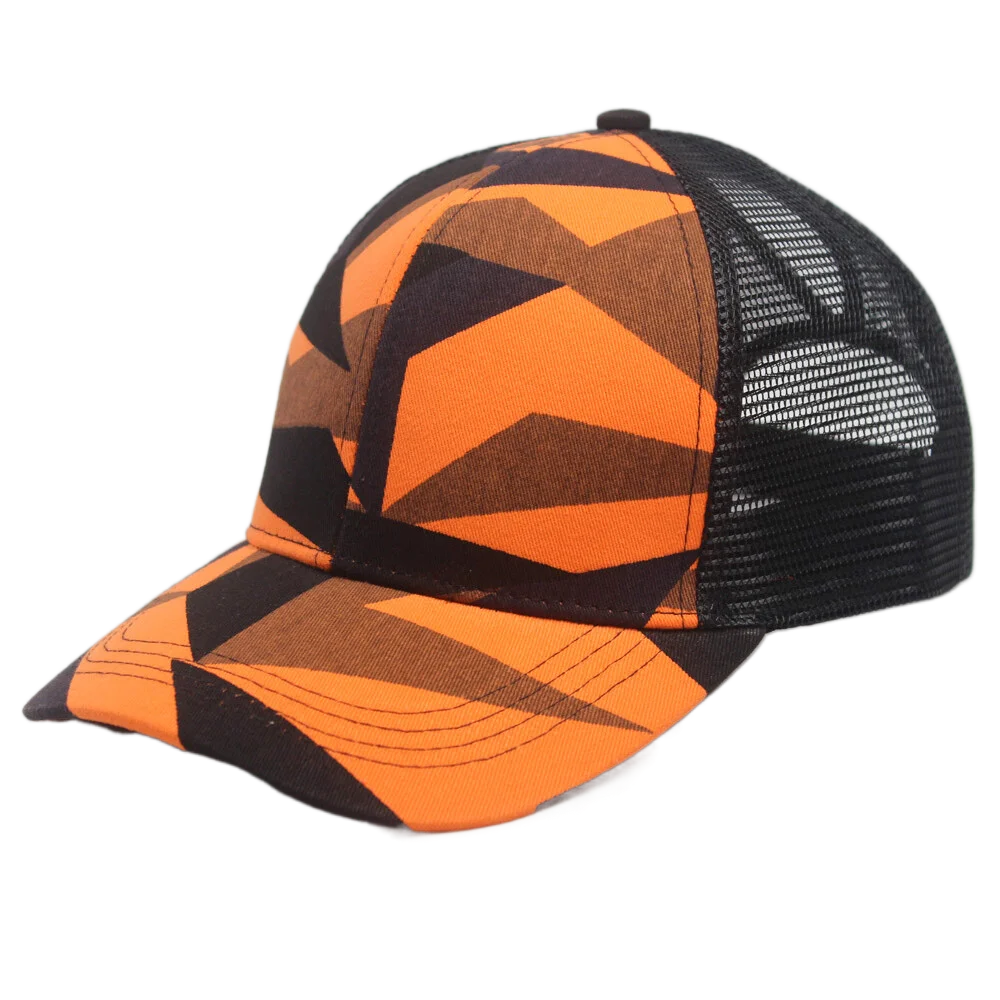 Men\'s Printed Geometric Baseball Cap Mesh Trucker Hat for Women Summer Cool Green Orange Blue