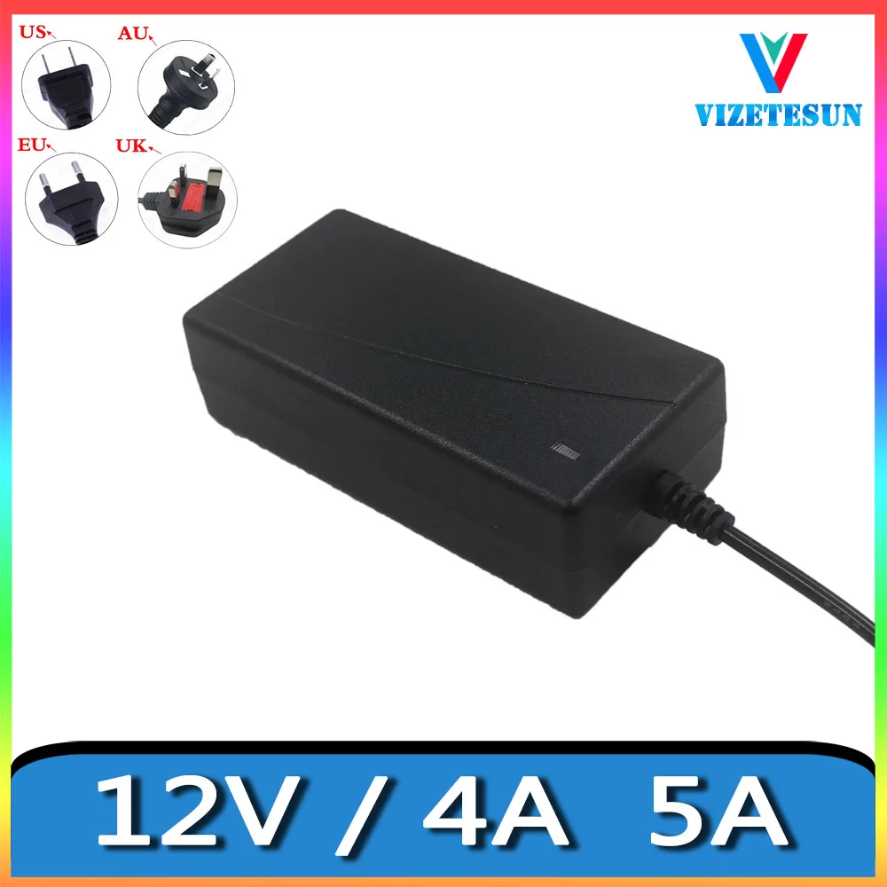 

1pcs AC 100-240V To DC 12V 5A Power Supply 4A 5A Dc Power Adapter Led Strip Driver Transformador 12V Eu Plug Us Plug