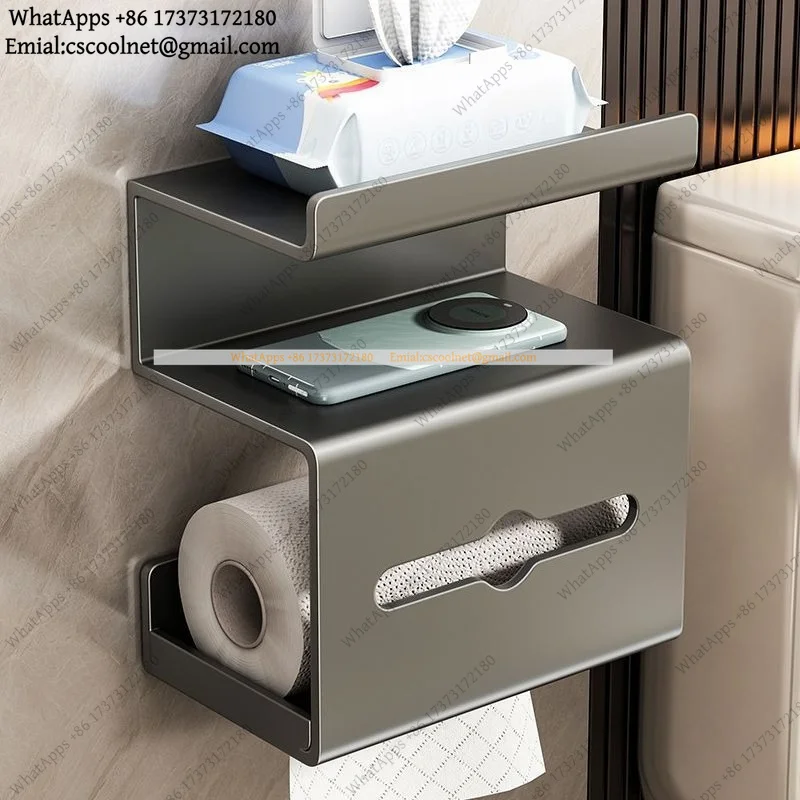 JS02 Three-layer bathroom tissue box No punching toilet rack Wall-mounted paper drawing box Toilet roll holder