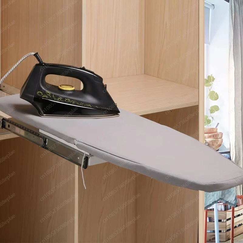 Closet Foldable Ironing Board, Aluminum Pull Out Built-in Iron Board for Wardrobe, Metal Storage Ironing Panel
