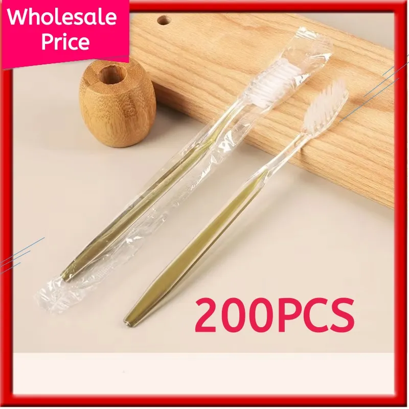 200 Pack Individually Wrapped Bulk Toothbrush, Disposable Toothbrush Soft Bristle Toothbrushes, for Adult Guests Travel Hotel
