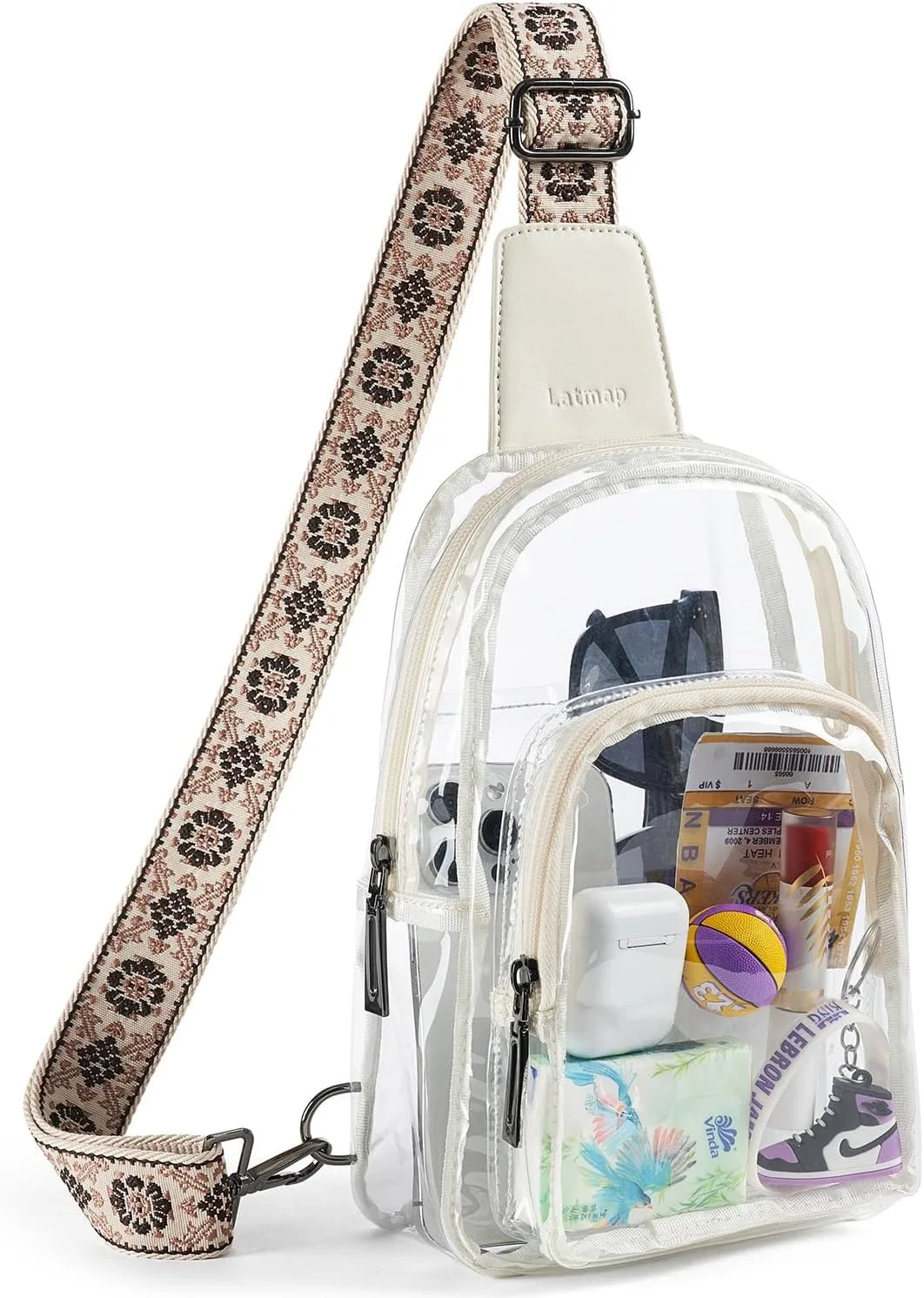 Clear Sling Bag, Large Capacity PVC Crossbody Backpack, Clear Casual Chest Daypack for Hiking, Stadium or Running Sports Bags