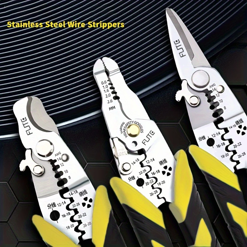 Multifunctional Wire Stripper And Cable Cutter, Suitable For Electrical Work, Household Use, Industrial Factories, Etc.