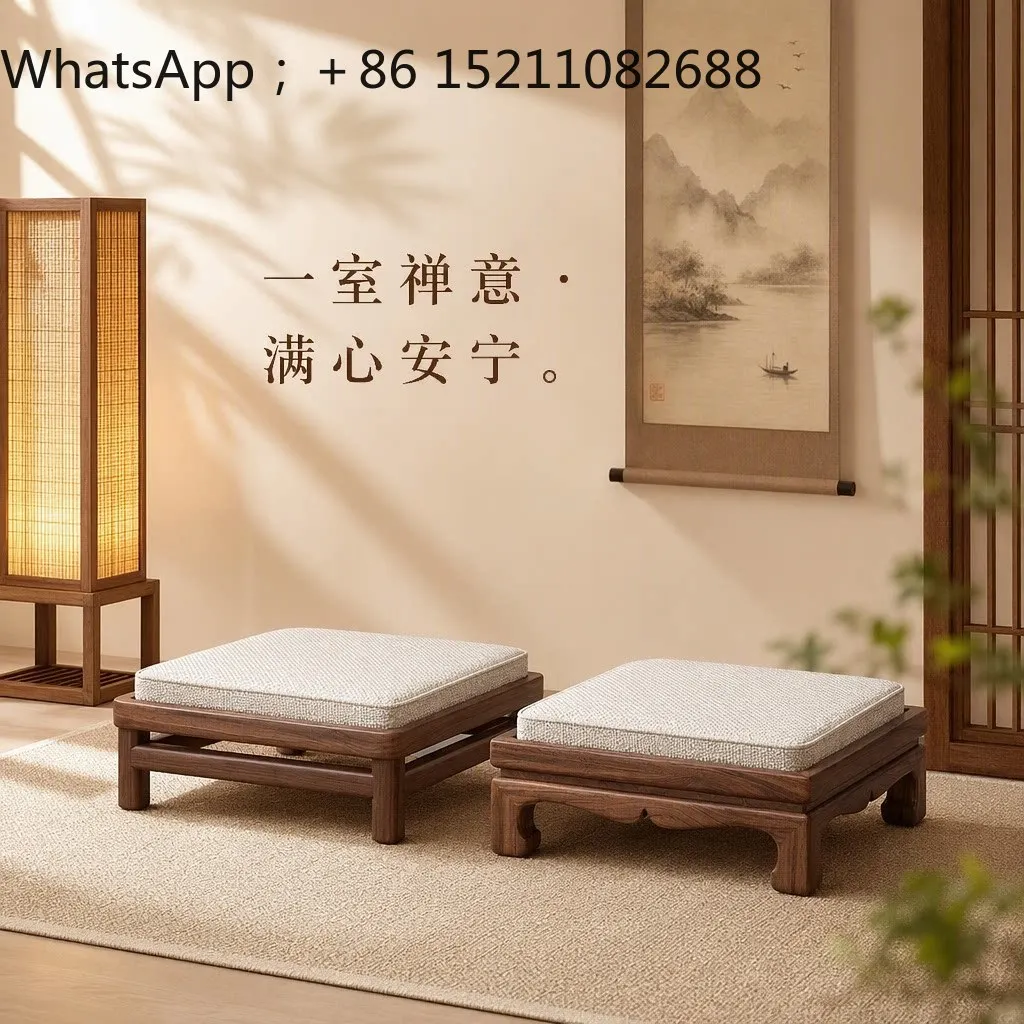 LLY All solid wood worship Buddha, kneeling mat, worship Buddha temple, Taoist kowtow, household temple, incense kneeling stool