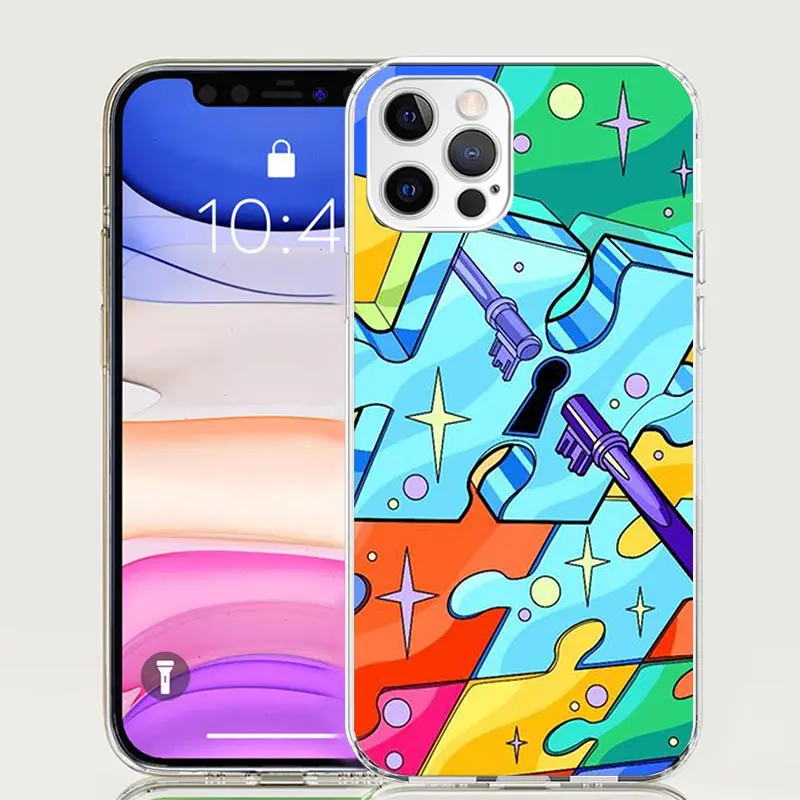 Autism Support Puzzle For iPhone 16 15 14 13 12 11 Pro Max Phone Case X XS XR 7 Plus Print 8 SE Apple Fundas Cover Coque 11 15 1