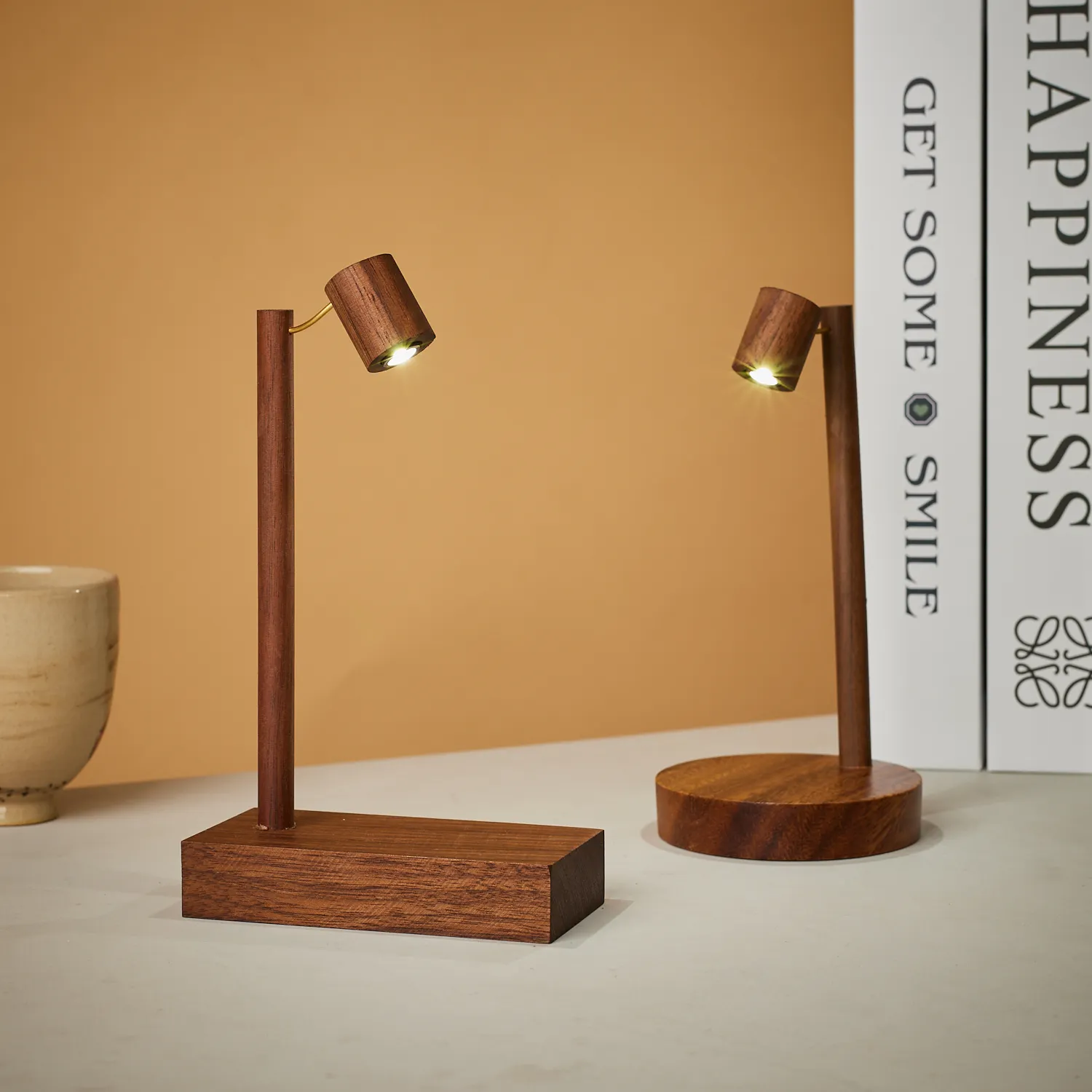 Wooden Table Lamp Retro Night Light with Rotary Switch LED Eye Protection Bedside Lamp Desktop Decorative Lights