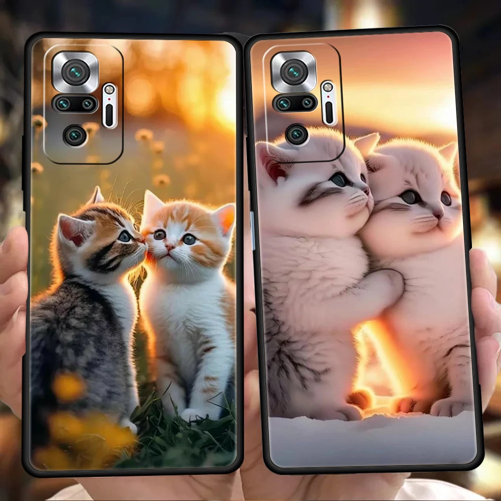 Kiss Cat Cute Kitten Phone Case Cover for Redmi Note 12 10 11 Pro Plus 7 8 8T 9S 9 K40 K50 Gaming 9A 9C Pro Plus Soft Shell Bags