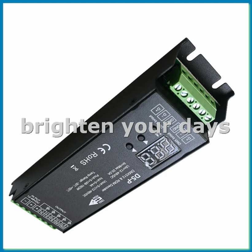 

5 Channel Decoder with RDM Digital Display Dimmer Driver PWM RGBCCT LED Controller LED Module Light Input 12V-48VDC-A23U