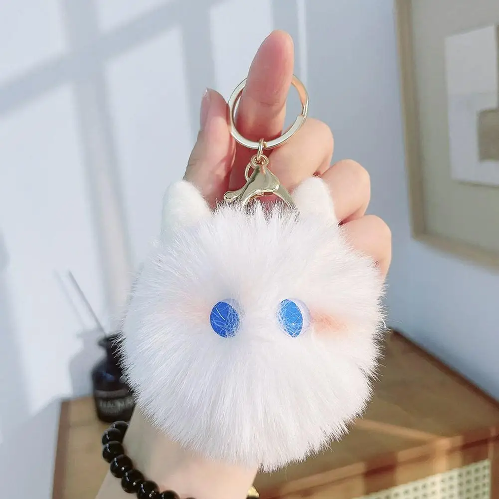 Kawaii الأسود الفحم الكرة أفخم دمية مفتاح سلسلة لطيف هريرة كيرينغ لحقيبة الظهر محفظة مفاتيح المدرسية قلادة الملحقات #5