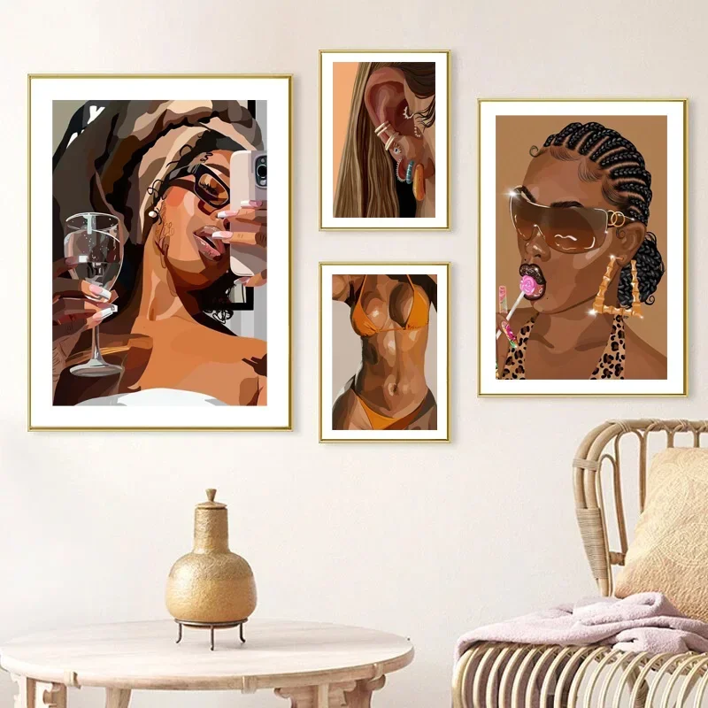 Rock Singer Rapper Sexy Fashion Bikini Girl Naked Body BohoCanvas Posters Female Art  Prints Wall Pictures For Living Room Decor