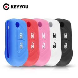 KEYYOU 2 Button Silicone Car Key Case For Citroen DS3 2009-2016 Protector Cover Holder Skin Car Silicone Car Flip Key Case Cover