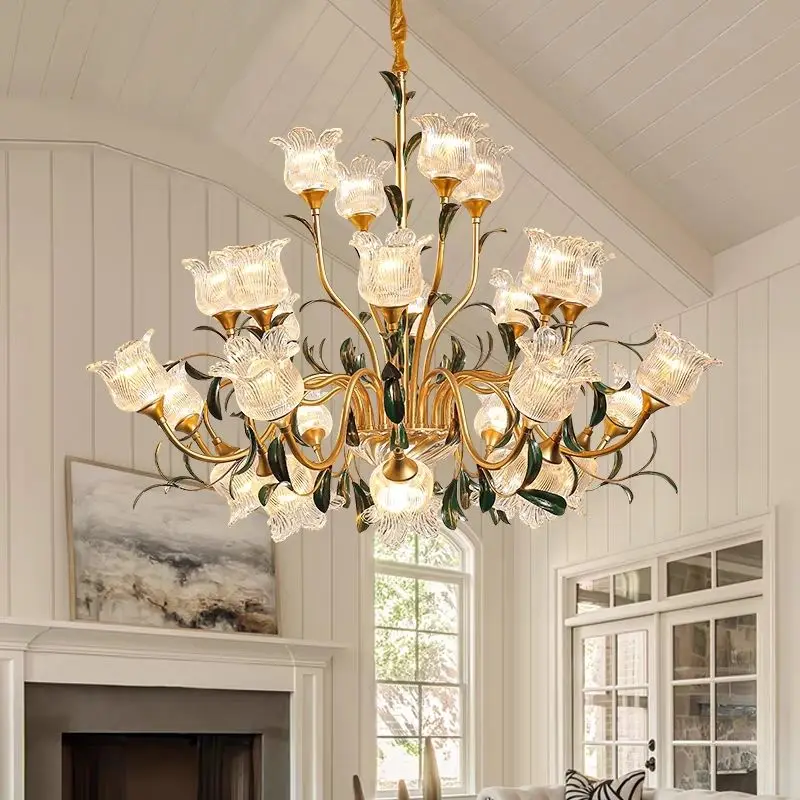 

French Retro Living Room Dining Room Pendant Light, Transparent Glass Crystal, Light Luxury Loft Decoration Pendant Light