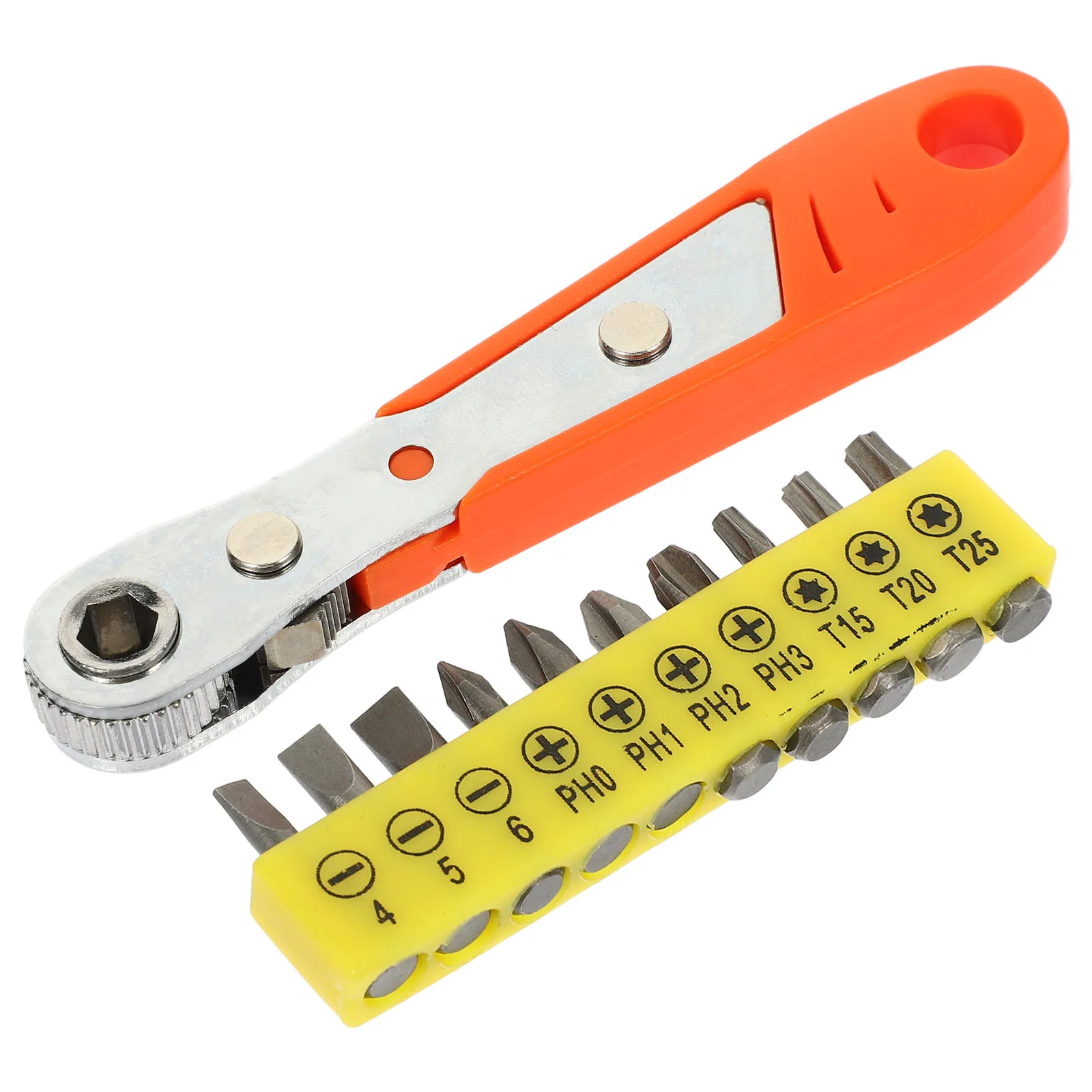 

1 set Mini Ratchet Screwdriver Set 36-Teeth Bi-Directional Orange Handle Bits Wrench for Tight Spaces Repair Tools