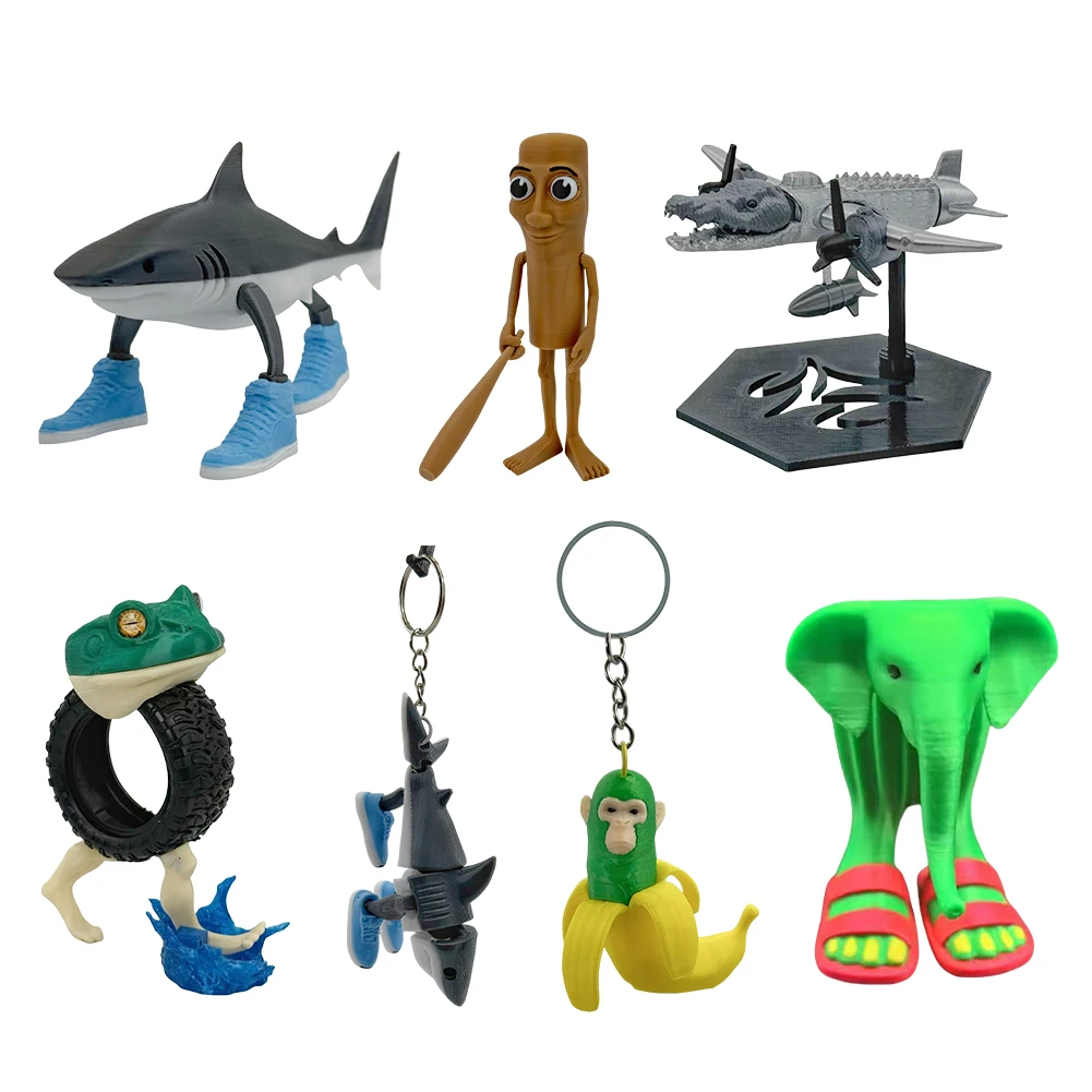 

Shark Figurine Tungtungsahur Figure Desktop Decoration 3D Printed Multi-Purpose Movable Animal Model Funny Shark Collector's