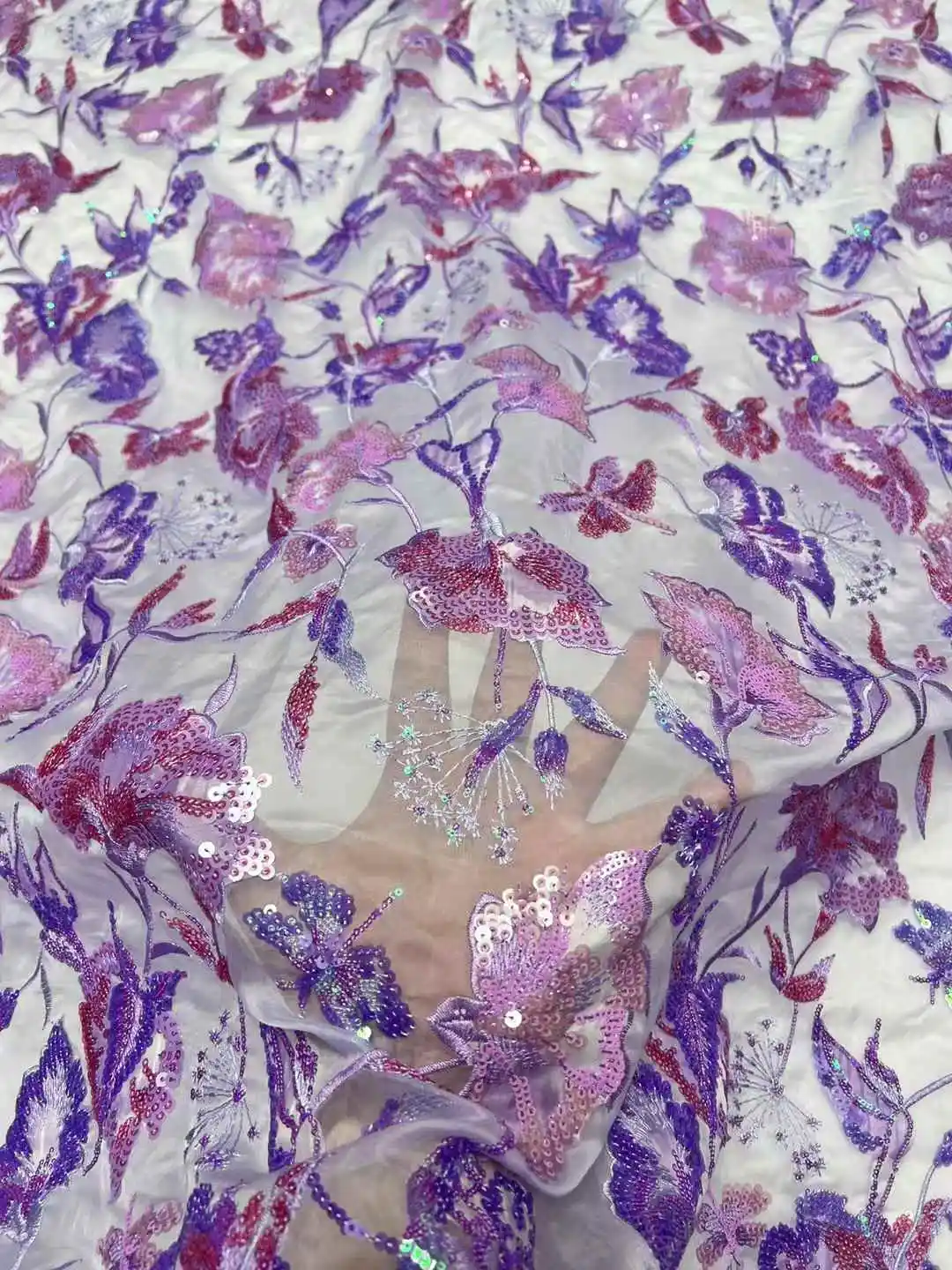 2025 Kain Renda Tulle Payet Bordir Lembut Elegan Halus Kualitas Tinggi Terbaru untuk Gaun Malam Pernikahan U_Ge2568