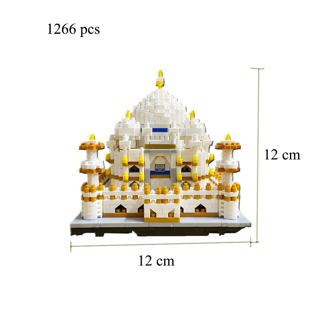 عرف بنيت الهندي مصغرة تاج محل ثلاثية الأبعاد نموذج مجموعات اللعب الصغيرة اللبنات الصغيرة للبالغين مجموعة البناء الطوب العمارة