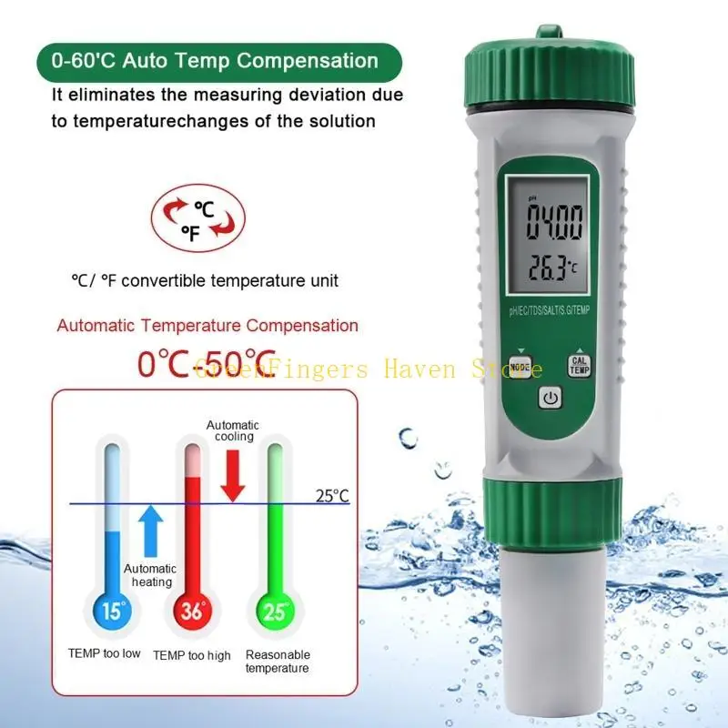 

F68D -метр цифровой -метр 6 в 1 Многофункциональный EC TEMP S.G SALT METER