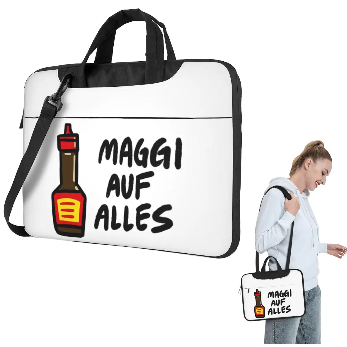 

Maggi Auf Alles (Deutsch) Crossbody Laptop Bag Case Computer Bag 13 14 15.6 Inch Notebook Pouch for Lenovo