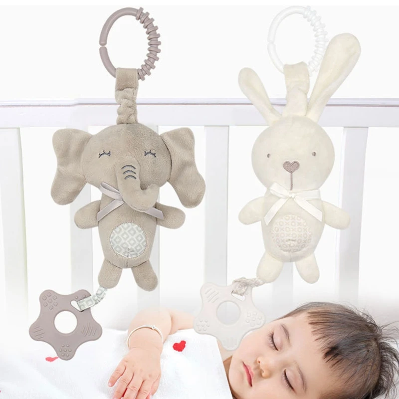 Cartoon Tier Schütteln Glocke Anhänger Plüsch Elefant Kaninchen Nette Rassel Windchime für Neugeborene Baby Greifen Fähigkeit Training