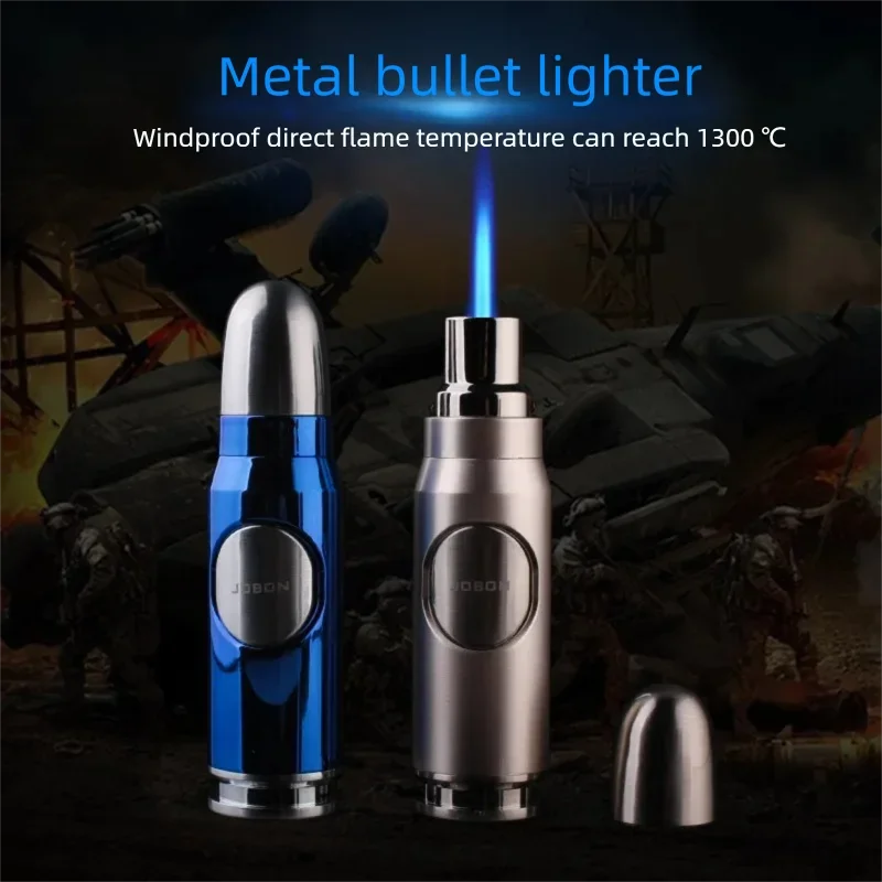 

Зажигалка JOBON металлическая, надувная, ветрозащитная, с турбопламенем, на бутане, в форме пули, для сигар, аксессуары для курения, подарки для мужчин