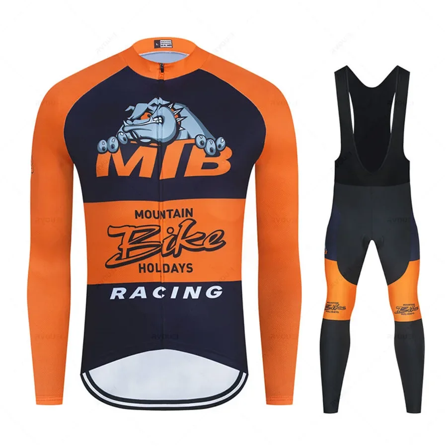 

Dog 2025 Pro Team Cycling Jersey Set Long Sleeve Mountain Bike Clothes Wear Men Racing Bicycle Clothing Ropa Maillot Ciclismo