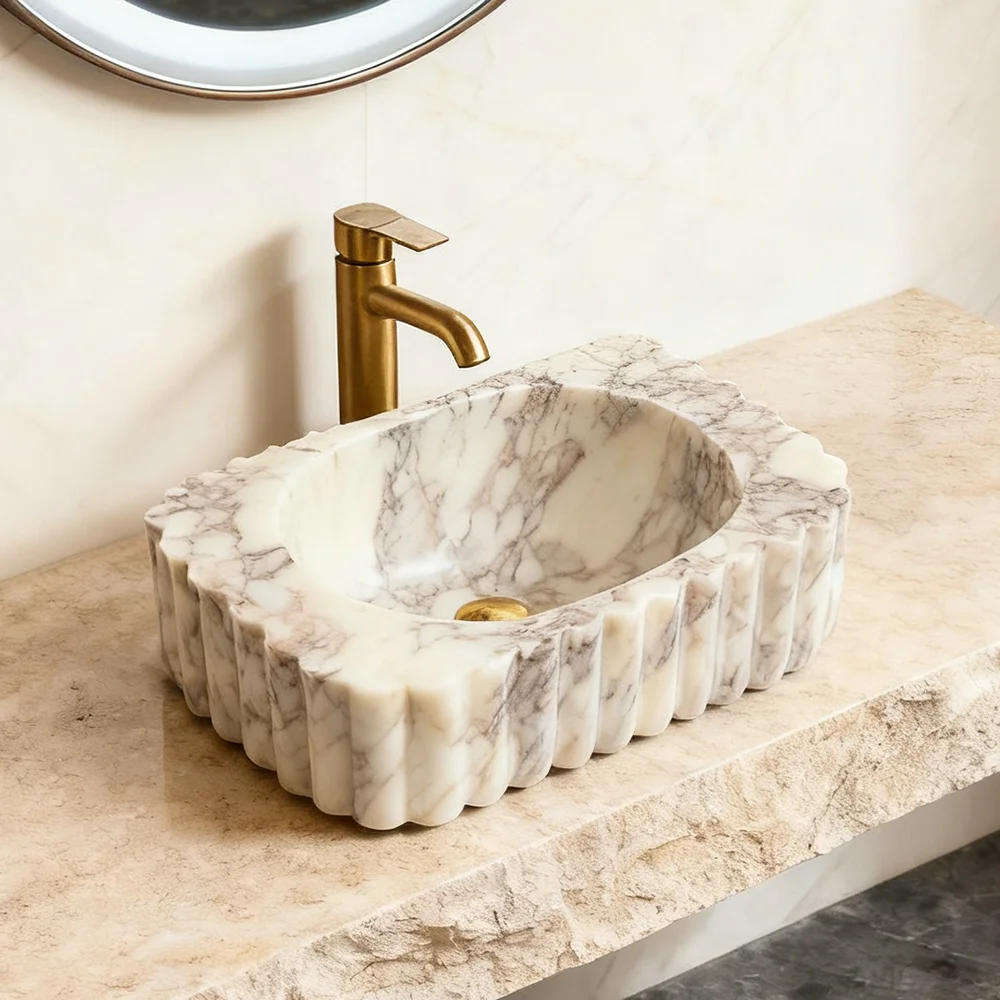 2026-Escurridor de lavabo moderno Calacatta Viola, recipiente de mármol, acabado pulido, capacidad de 9L para el hogar, Hotel, Villa, baño, arte de tocador