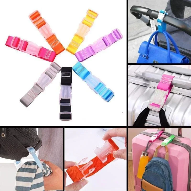 1pc Adjustable Luggage Bag Straps Travel Suitcase Straps Buckle Lock Hooks Baggage Tie Down Belt Anti-lost Carrying Clip