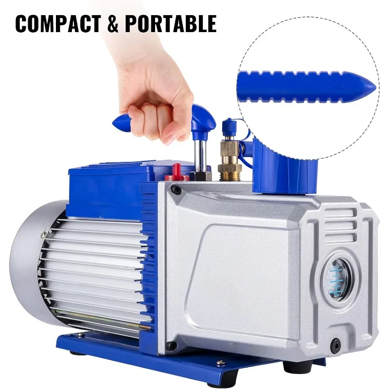 VEVOR Vacuum Pump 12 CFM 1 HP Double Stage Air Conditioning Vacuum Pump 110V Ultimate Vacuum Refrigerant HVAC Air Tool