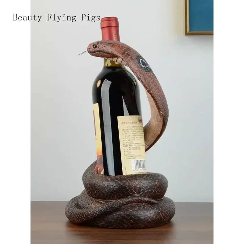 1PCS resin cobra red wine rack decoration high-end living room wine cabinet red wine bottle placement rack feng shui