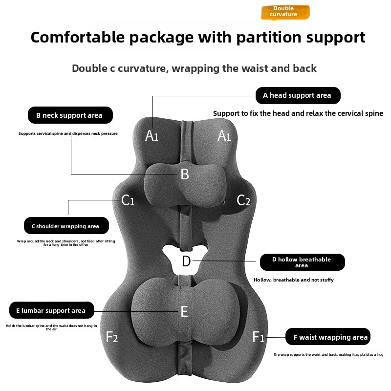 Raise Memory Foam Seat Cushion Waist Back Support Pillows Orthopedic Ergonomic Coccyx Relief Hip Lumbar Pad for Office Chair Car